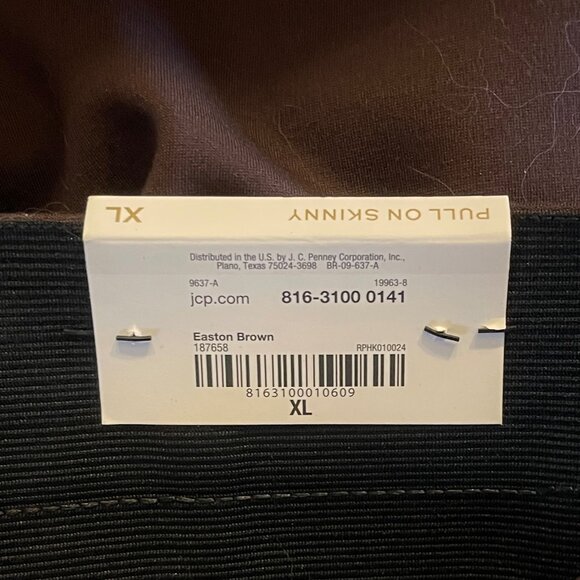 NWT Worthington Chocolate Brown Skinny Ankle Pants with Gold Zip Details, Sz 14 - Picture 7 of 7